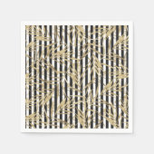 Schwarz-weiße Streifen Imitate goldene tropische B Serviette (Vorderseite)