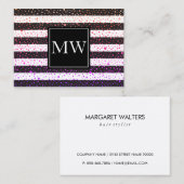 Schwarz-weiße Streifen in luxuriösen Farbtönen Mon Visitenkarte (Vorne/Hinten)