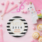 Schwarz-weiße Streifen-Klasse des Abschlusses 2016 Pappteller (Party)