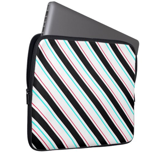 Schwarz-weiße Streifen Laptopschutzhülle (Vorne Rechts)