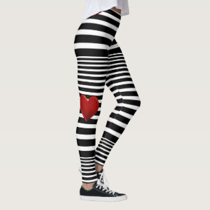 Schwarz-weiße Streifen Leggings