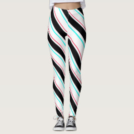 Schwarz-weiße Streifen Leggings