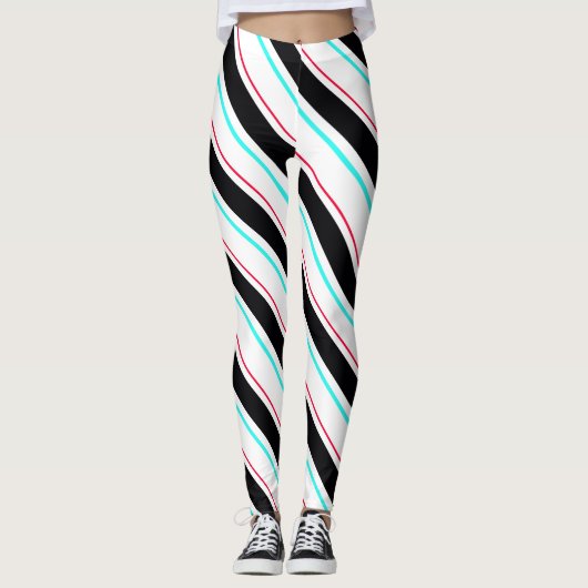 Schwarz-weiße Streifen Leggings (Vorderseite)