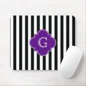 Schwarz-weiße Streifen, Lila Etikett Mousepad (Mit Mouse)