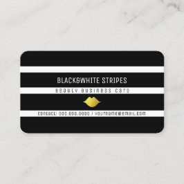 Schwarz-weiße Streifen & Lippen Moderne Schönheit Visitenkarte