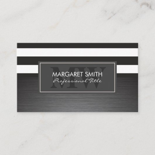 Schwarz-weiße Streifen | Metall gebürstet Terminkarte (Vorderseite)