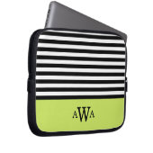 Schwarz-weiße Streifen mit dreifacher Buchstabenei Laptopschutzhülle (Vorne Rechts)