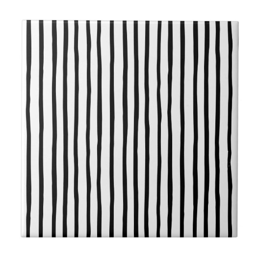 Schwarz-weiße Streifen mit einfachem Muster Fliese (Vorderseite)