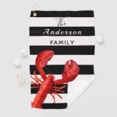 Schwarz-weiße Streifen mit rotem Hummer Golfhandtuch (Insitu)