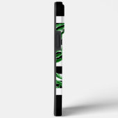 Schwarz-weiße Streifen mit tropischen Palmblättern Case-Mate iPhone Hülle (Rückseite / Rechts)