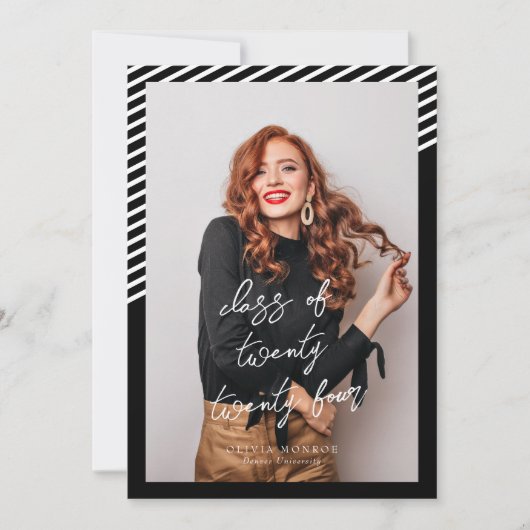 Schwarz-weiße Streifen Moderner Minimalistischer A Einladung (Vorderseite)