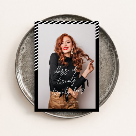 Schwarz-weiße Streifen Moderner Minimalistischer A Einladung