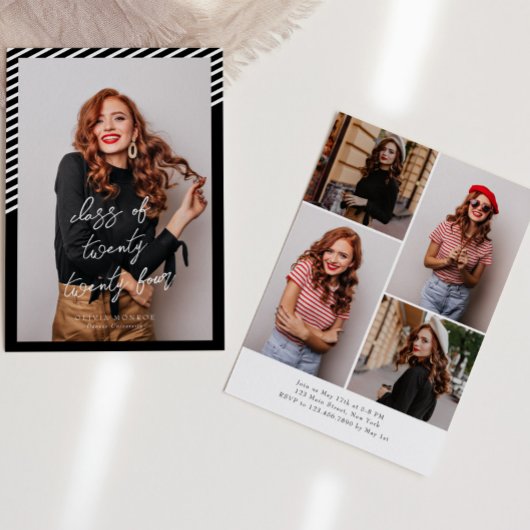 Schwarz-weiße Streifen Moderner Minimalistischer A Einladung