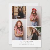 Schwarz-weiße Streifen Moderner Minimalistischer A Einladung (Rückseite)