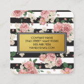 Schwarz-weiße Streifen Monogram Floral Muster Terminkarte (Rückseite)