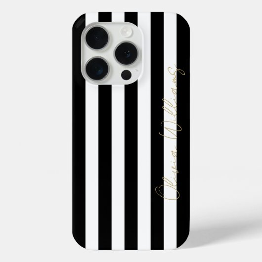 Schwarz-weiße Streifen Muster Case-Mate iPhone Hülle (Rückseite)