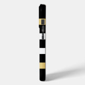 Schwarz-weiße Streifen Muster Gold Akzente Akzent Case-Mate iPhone Hülle (Rückseite / Links)