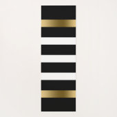 Schwarz-weiße Streifen Muster Gold Akzente Akzent Yogamatte (Rückseite)