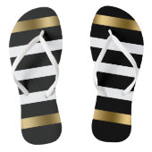 Schwarz-weiße Streifen Muster Goldakzente Bad Badesandalen (Fußbett)