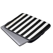 Schwarz-weiße Streifen Muster Laptopschutzhülle (Vorne Knopf)
