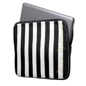 Schwarz-weiße Streifen Muster Laptopschutzhülle (Vorderseite Links)