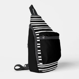 Schwarz-weiße Streifen nahtloses Muster Crossbody Bag