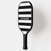 SCHWARZ-WEISSE Streifen Name Monogram S Pickleball Schläger (Links)