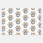 Schwarz-weiße Streifen Ornament Bow Weihnachten Geschenkpapier Set (Vorderseite)