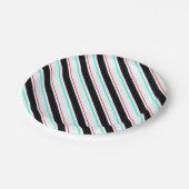 Schwarz-weiße Streifen Pappteller (Schrägansicht)