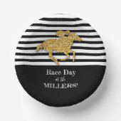 Schwarz-weiße Streifen Pappteller (Vorderseite)