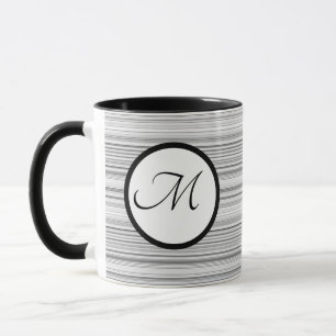 Schwarz-weiße Streifen Persönliche Initiale Tasse