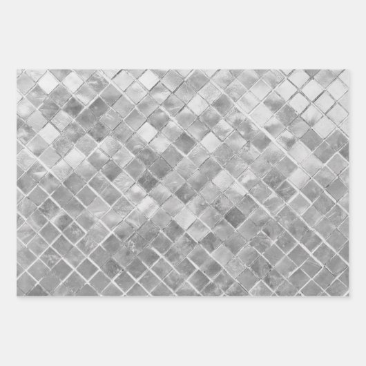 Schwarz-weiße Streifen Polka Dots Silberfolie Geschenkpapier Set (Vorderseite 3)