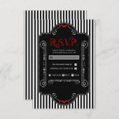 Schwarz-weiße Streifen Red Gothic Bat Wedding RSVP (Vorne/Hinten)