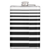 Schwarz-weiße Streifen Rosa Floral Monogramm Flachmann (Rückseite)