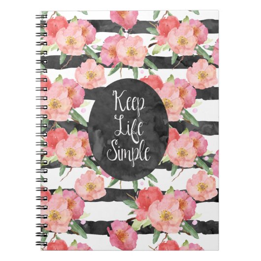 Schwarz-weiße Streifen Rosa Wasserfarben Notizblock (Vorderseite)