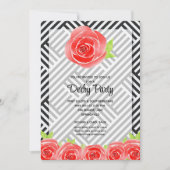 Schwarz-weiße Streifen Rose Derby Pferd Einladung (Vorderseite)