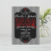 Schwarz-weiße Streifen Rote Gotische Probe Abendes Einladung (Stehend Vorderseite)