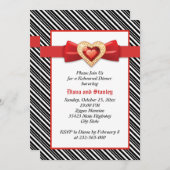 Schwarz-weiße Streifen, Rote Hochzeit Probe Abende Einladung (Vorne/Hinten)