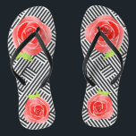 Schwarz-weiße Streifen Rote Rosen Badesandalen<br><div class="desc">FLIP-FLOPS für Damen oder Herren mit einem individuellen Design von rote Rosen auf einem Hintergrund von schwarz-weiß gestapelten diagonalen Streifen. Spaß für jeden Tag oder Abnutzung zu einem Derby Day Party,  Brautparty oder Spaß für Brautparty Geschenk. PASSENDE Artikel in unserem Geschäft.</div>