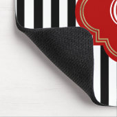 Schwarz-weiße Streifen, rotes Etikett Mousepad (Ecke)