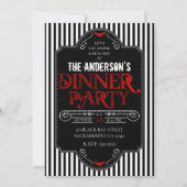 Schwarz-weiße Streifen Rotes Gotisches Abendessen  Einladung (Vorderseite)