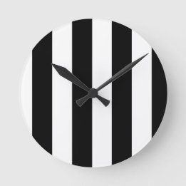 Schwarz-weiße Streifen Runde Wanduhr