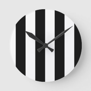 Schwarz-weiße Streifen Runde Wanduhr