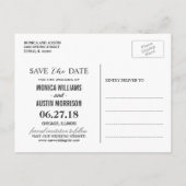 Schwarz-weiße Streifen Save the Date blass Ankündigungspostkarte (Rückseite)