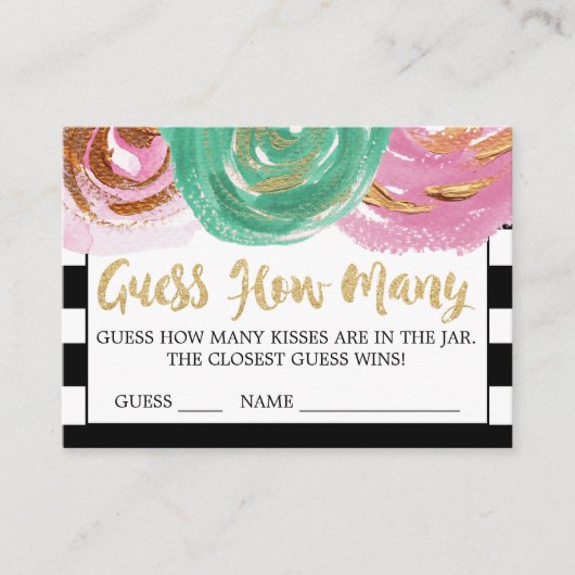 Schwarz-weiße Streifen schätzen, wie viele Küsse K Begleitkarte (Vorderseite)