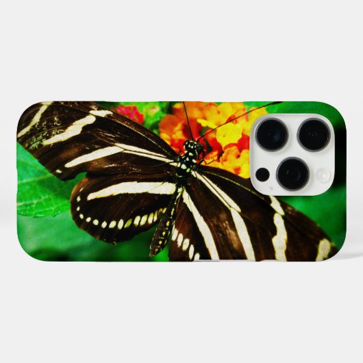 Schwarz-weiße Streifen Schmetterling Zebra langes  Case-Mate iPhone Hülle (Rückseite (Horizontal))
