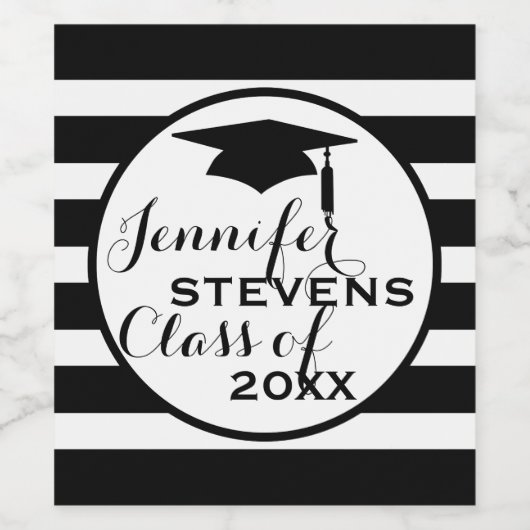 Schwarz-weiße Streifen Schwarze Hülle - Abschlüsse Weinetikett (Einzelnes Label)