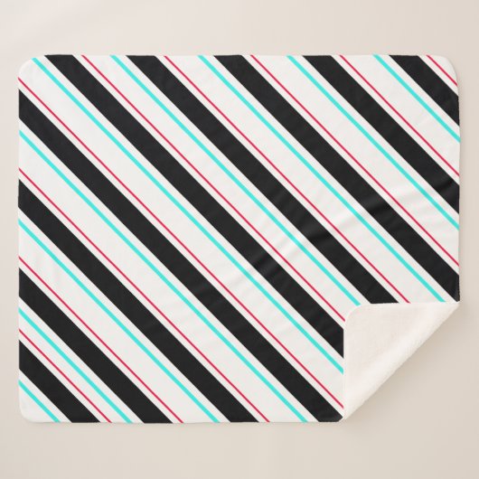 Schwarz-weiße Streifen Sherpadecke (Vorderseite (Horizontal))