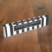 Schwarz-weiße Streifen Silber Personalisiert Namensplakette (Seite)