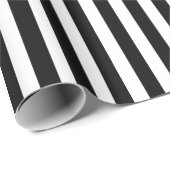 Schwarz-weiße Streifen Stripe Chic Hochzeit Geschenkpapier (Rolleneckpunkt)